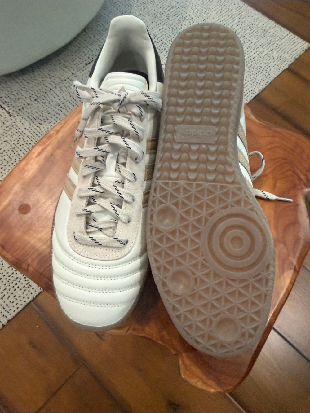 adidas Samba Leather Sneakers in Cream with Black Accents - Picture 4 of 5